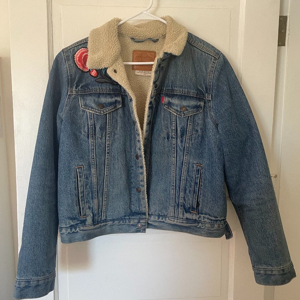Levis Shearling Trucker Denim Jacket Size XL
